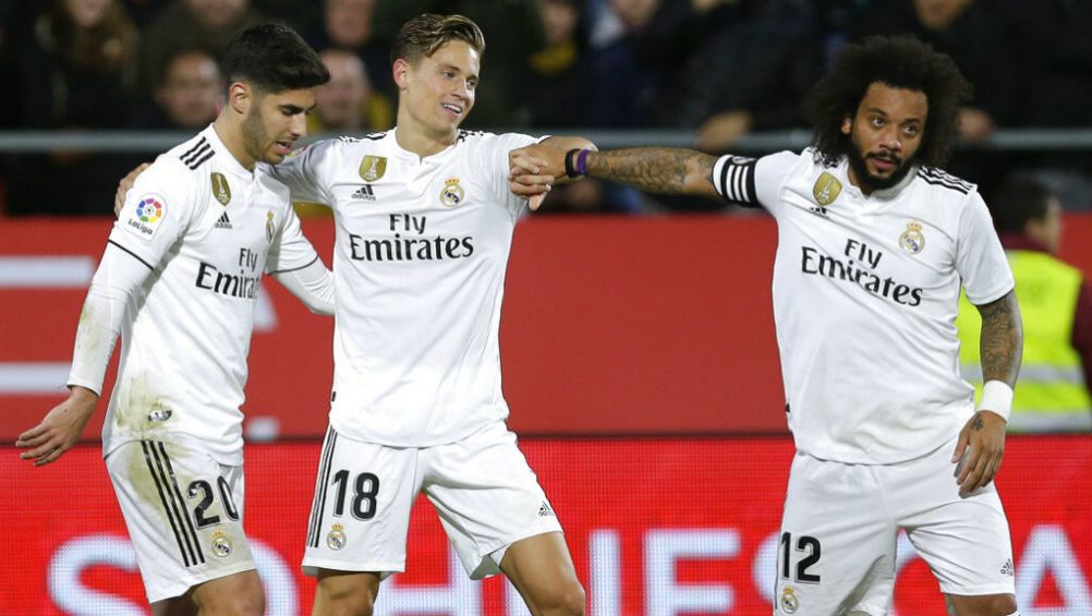 Marcos Llorente festeja su gol contra Girona