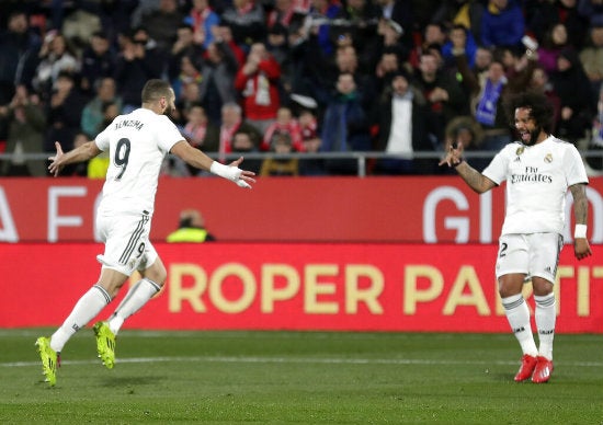 Benzema y Marcelo festejan gol