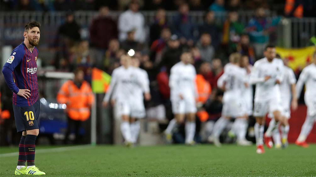 Messi durante el juego ante el Valencia 