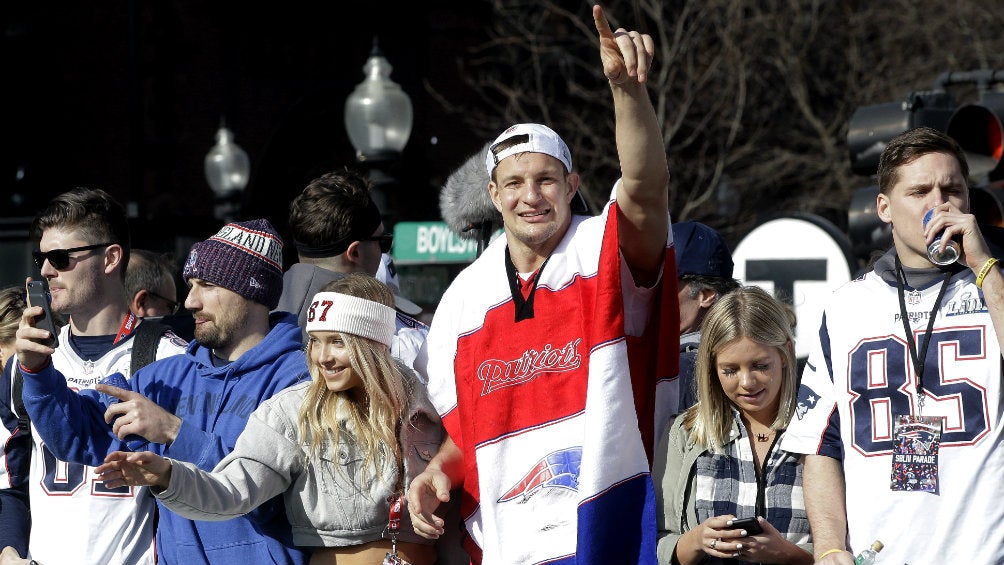 Rob Gronkowski durante el desfile de los Patriots