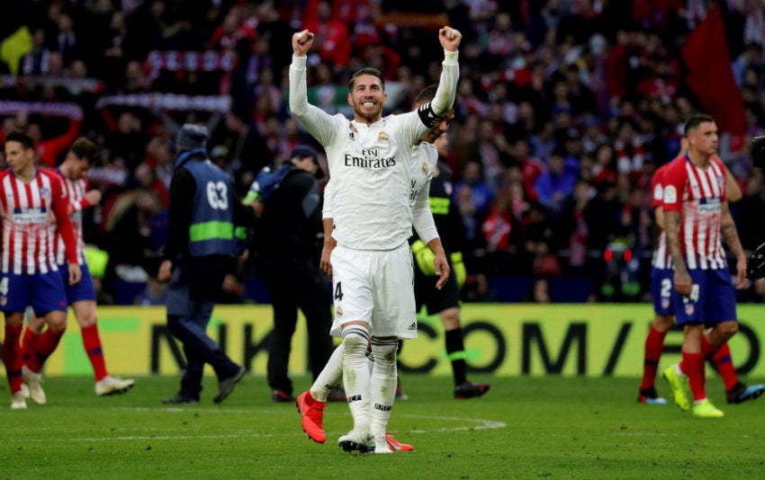 Ramos festeja la victoria frente al Atlético de Madrid 