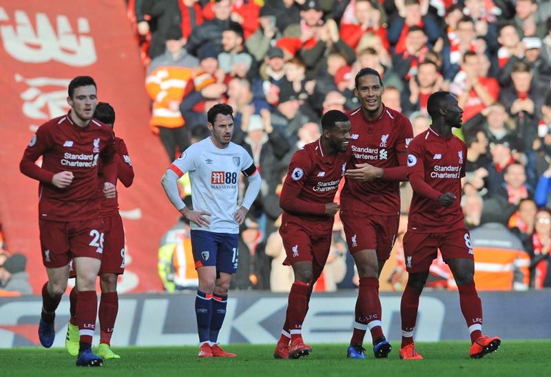 Wijnaldum festeja su anotación contra Bournemouth 