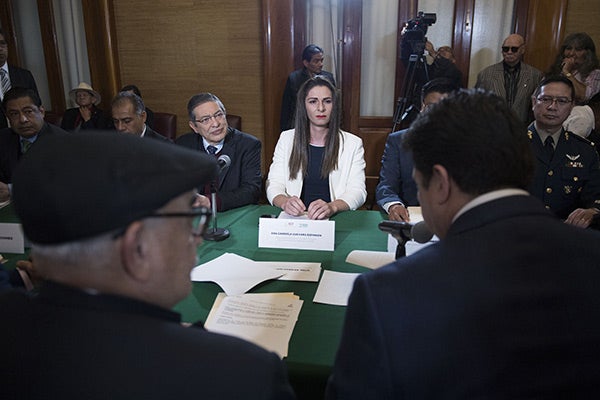 Ana Guevara, durante su toma de protesta