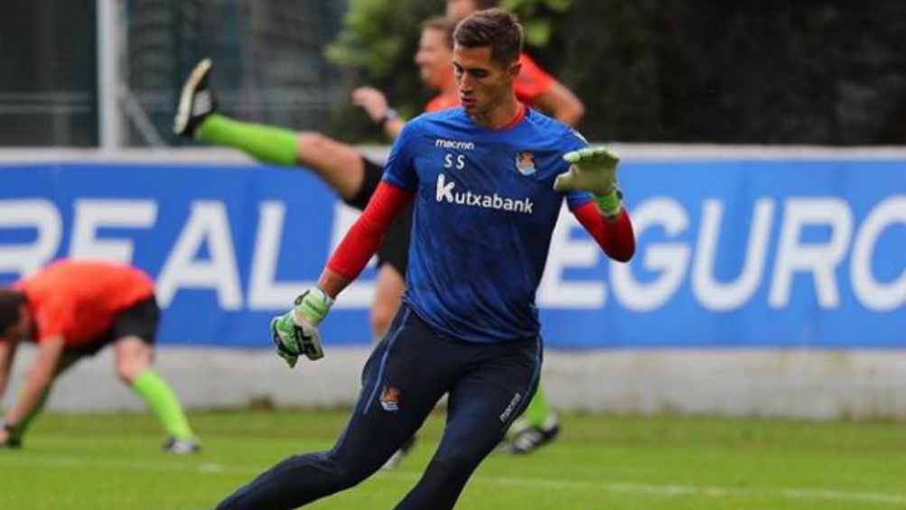 Sisniega, en un entrenamiento con la Real Sociedad B