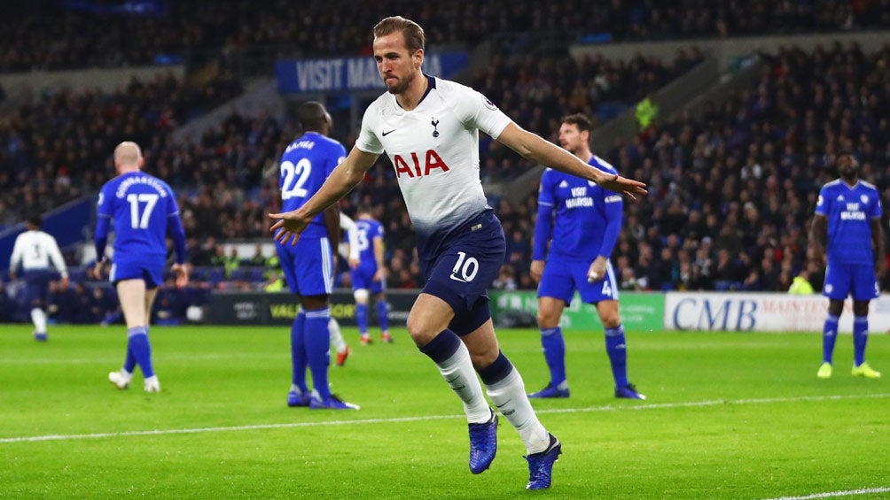 Kane celebra una anotación en la Premier League 