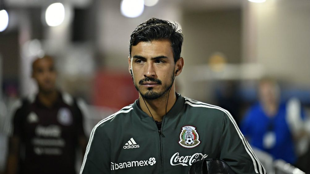 Oswaldo Alanís, durante una concentración con el Tri