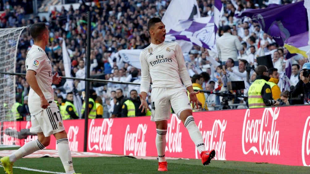 Casemiro celebra su anotación frente al Girona 