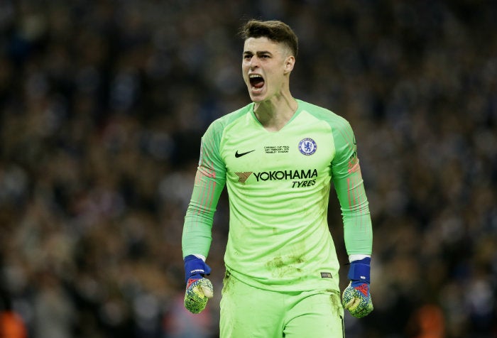 Kepa lanza un grito en la Final de la Carabao Cup