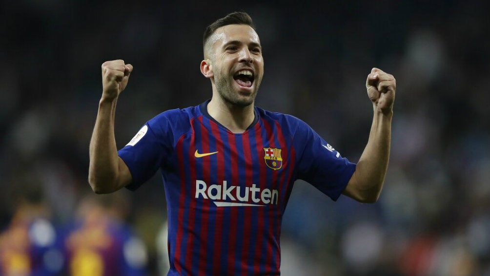 Jordi Alba festeja victoria del Barcelona frente al Real Madrid 