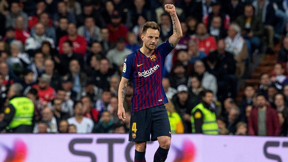 Rakitic celebra su golazo contra el Real Madrid 