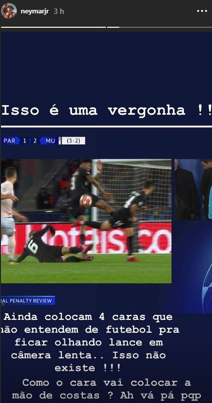 En Instagram, Neymar se quejó del arbitraje