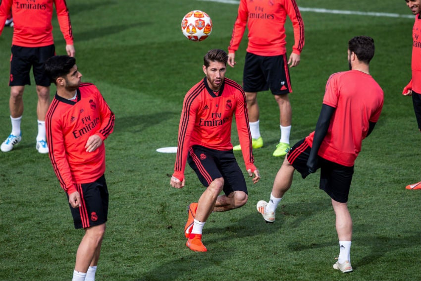 Ramos durante entrenamiento del Real Madrid 