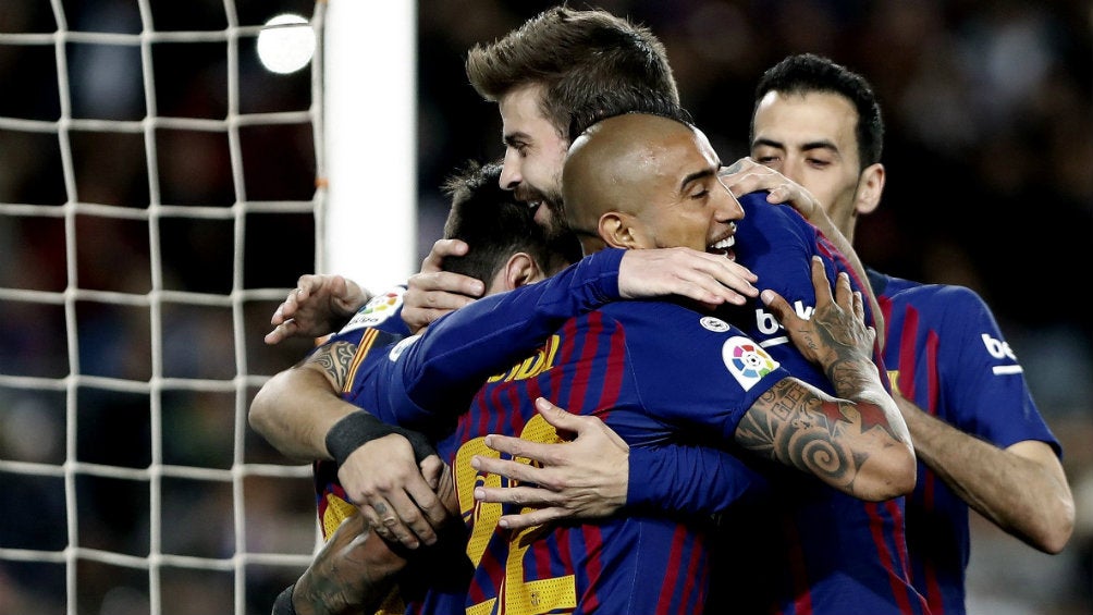 Barcelona celebra victoria frente al Rayo Vallecano 