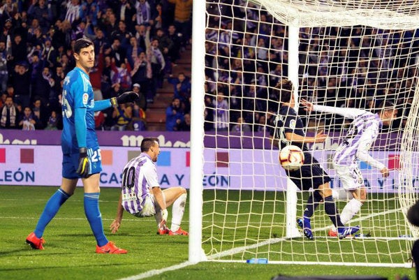 Uno de los goles anulados del Valladolid