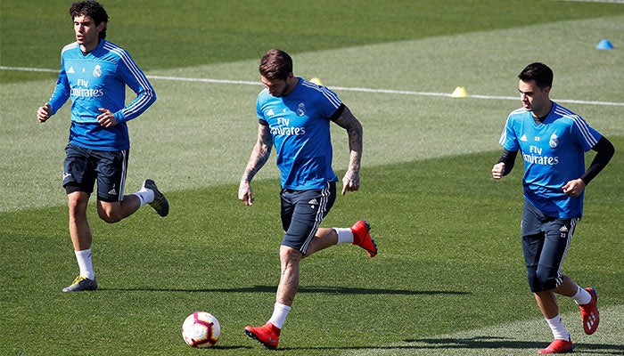 Ramos en entrenamiento con el Real Madrid 