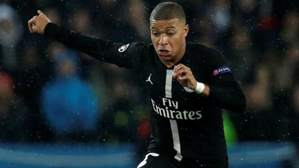 Mbappé en un partido de Champions