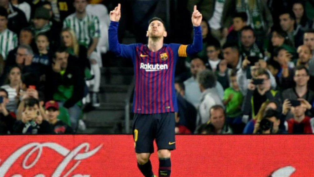 Messi festeja una anotación contra el Betis en La Liga