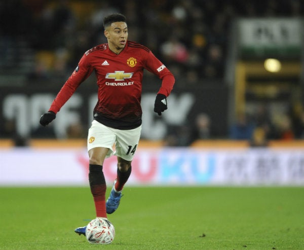 Lingard durante el partido del Man United