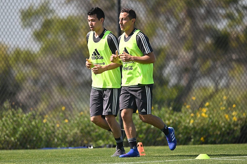 Lozano y Guardadi, durante una sesión con el Tri