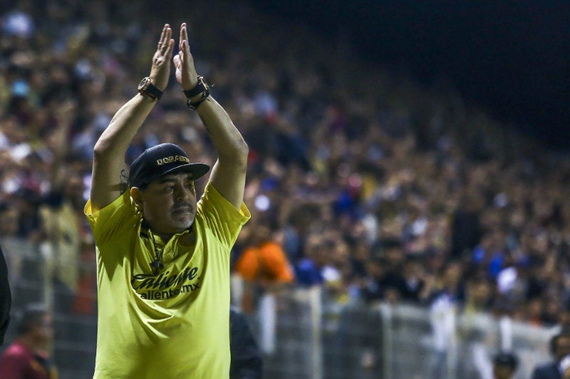 Diego Maradona durante un partido de Dorados