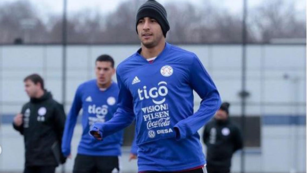 Cecilio Domínguez en entrenamiento con la selección de Paraguay 