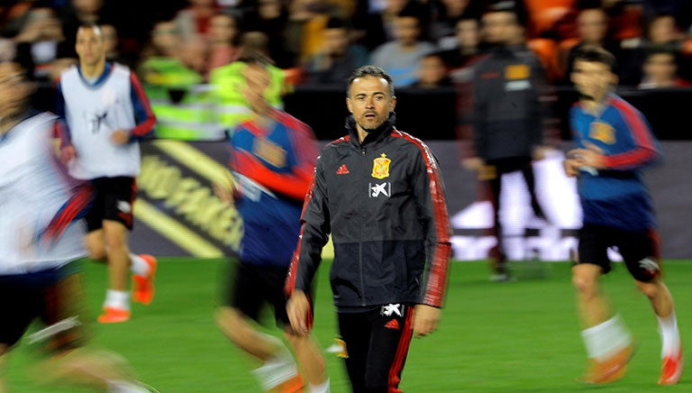 Luis Enrique previo a un partido de España