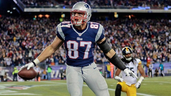 Gronkowski durante un partido con los Patriots 