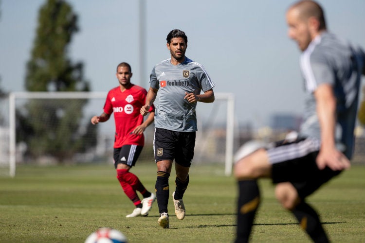 Carlos Vela, durante un entrenamiento con LAFC