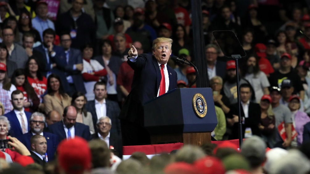 Donald Trump durante un discurso político