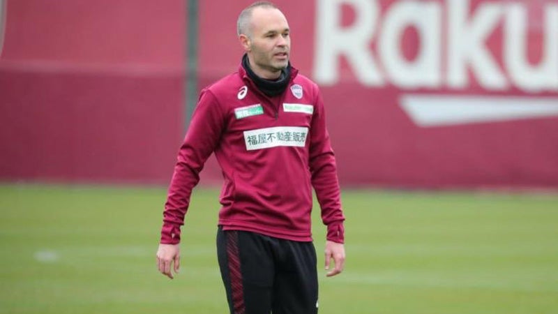 Andrés Iniesta, durante un entrenamiento en Japón