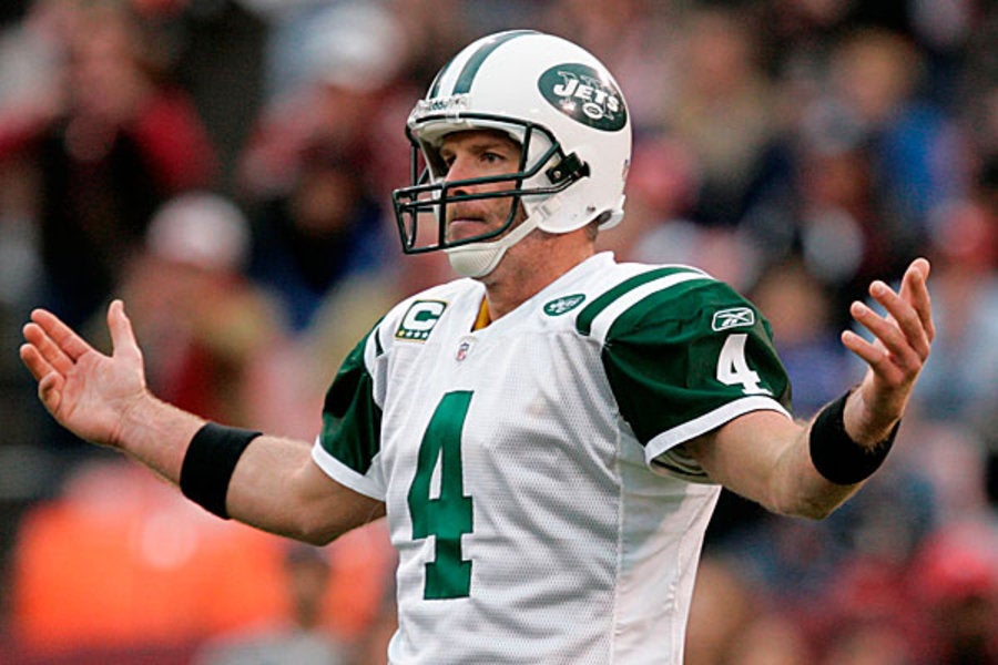 Brett Favre en un partido con los Jets