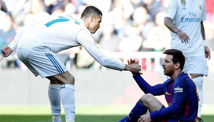 CR7 Y Messi en un partido entre Real Madrid y Barcelona en el 2018