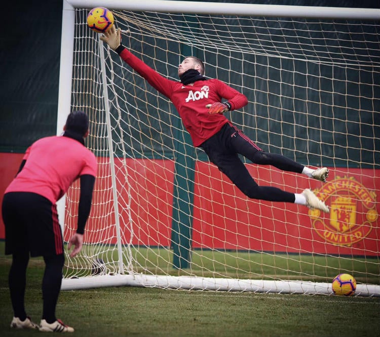 De Gea, durante un entrenamiento con el Manchester United