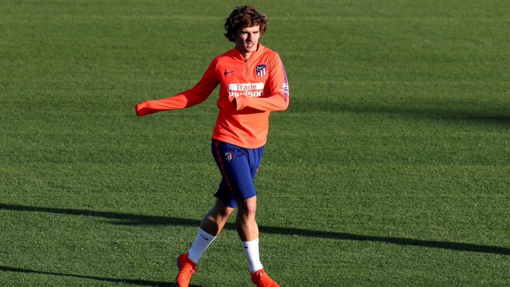 Griezmann, en un entrenamiento con el Atlético de Madrid