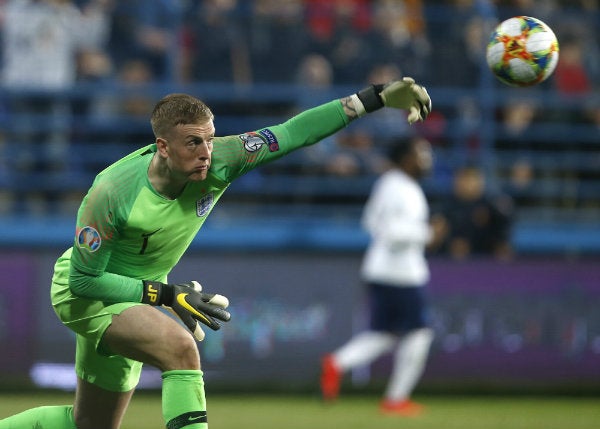 Pickford en un compromiso con la Selección de Inglaterra 