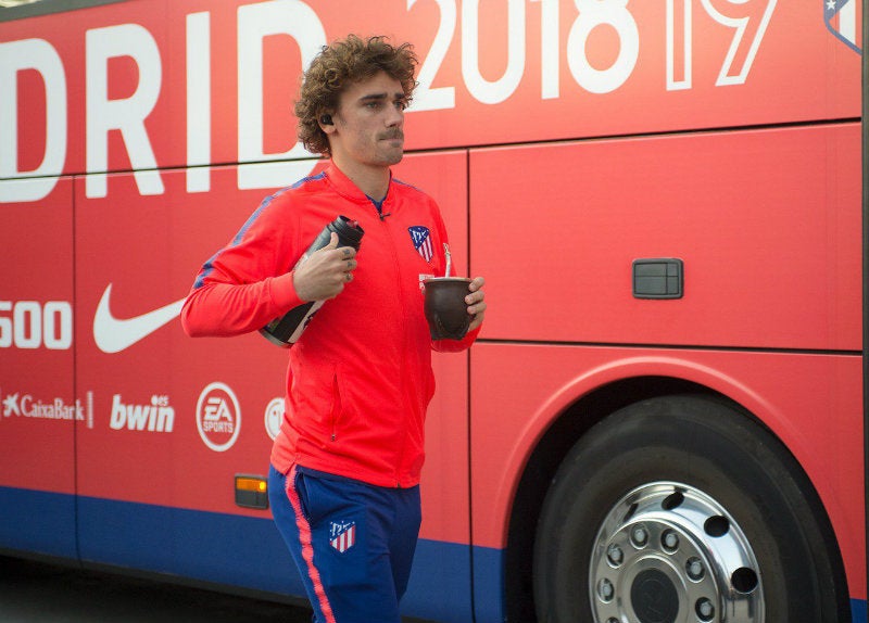 Griezmann, a su llegada al Estadio de Mendizorroza