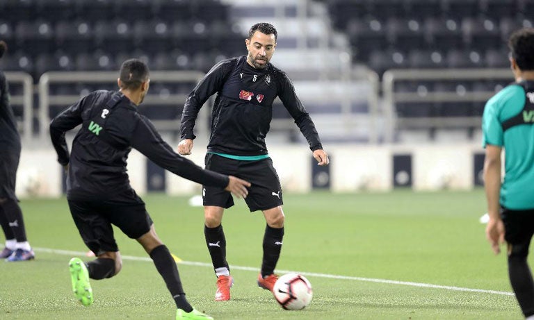 Xavi Hernández, en el entrenamiento del Al Sadd 