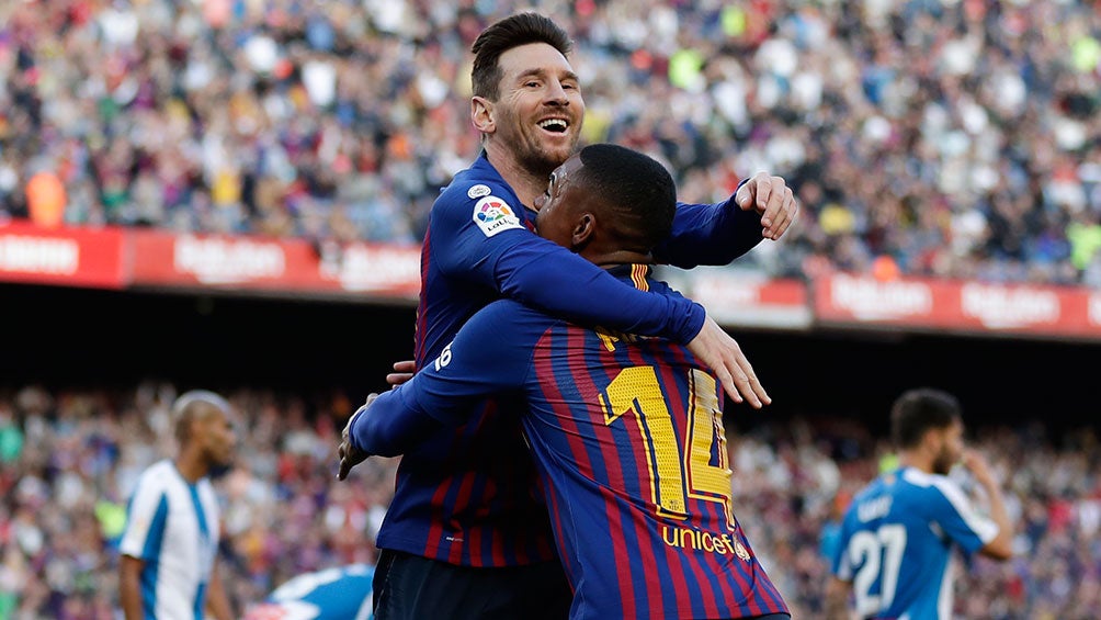 Messi celebra un gol con el Barcelona