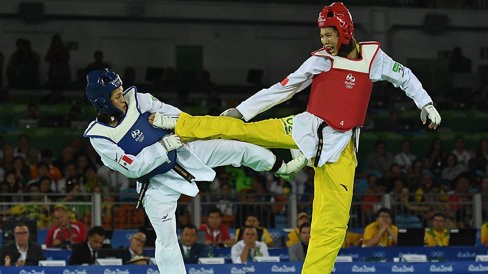 María del Rosario Espinoza, durante un combate 