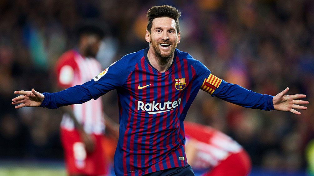 Messi celebra su golazo en juego contra Atlético de Madrid 