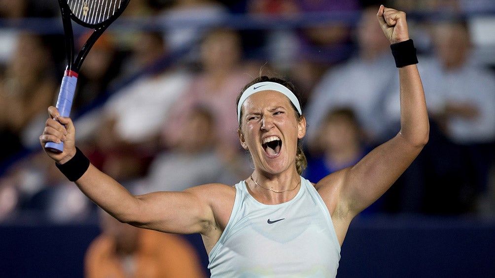 Victoria Azarenka festeja tras derrotar a Angelique Kerber