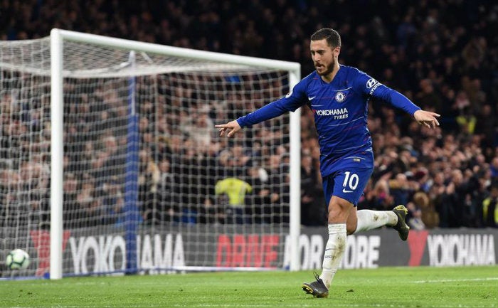 Hazard, en festejo durante partido del Chelsea