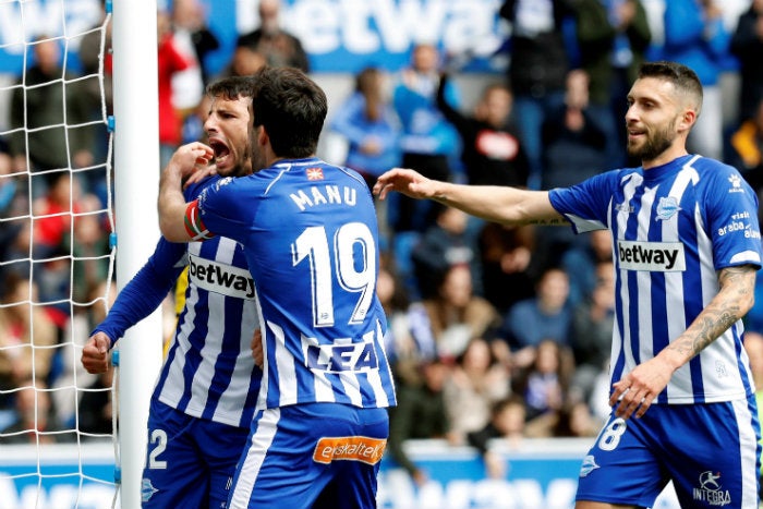 Jugadores del Leganés en festejo de gol 