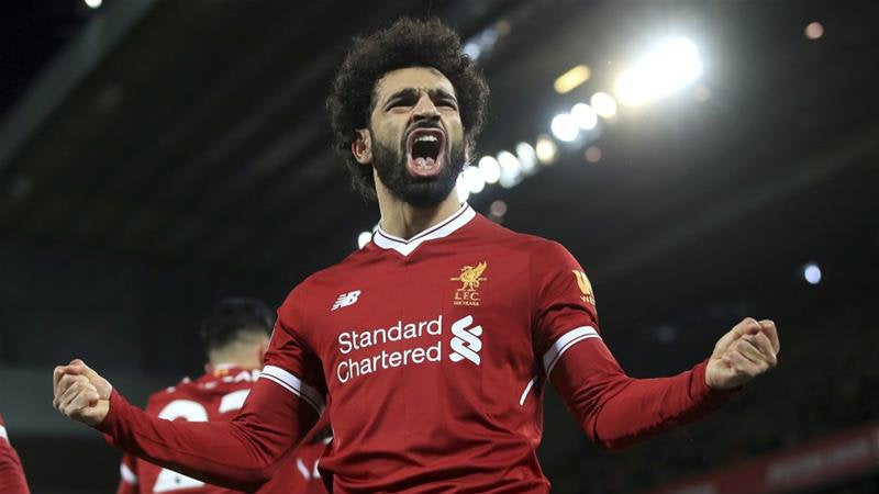 Mohamed Salah festeja un gol del Liverpool