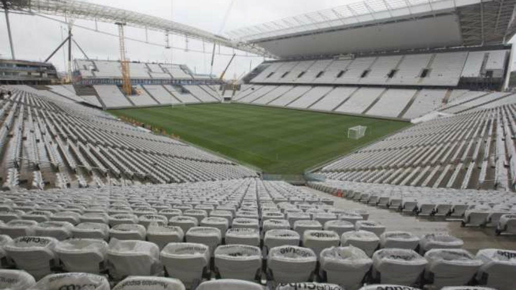 Arena Corinthians de Sao Paulo durante su construcción