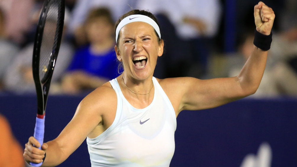 Victoria Azarenka celebra una victoria ante Angelique Kerber