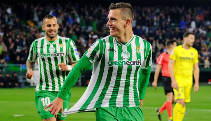 Lo Celso festejando un gol con el Betis 