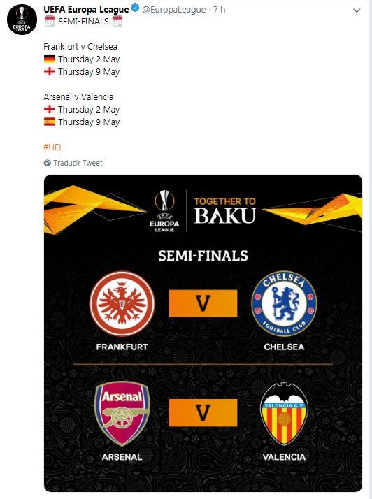 Fechas de las Semifinales de la Europa League