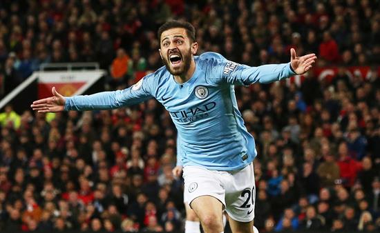 Bernardo Silva celebra gol contra el United