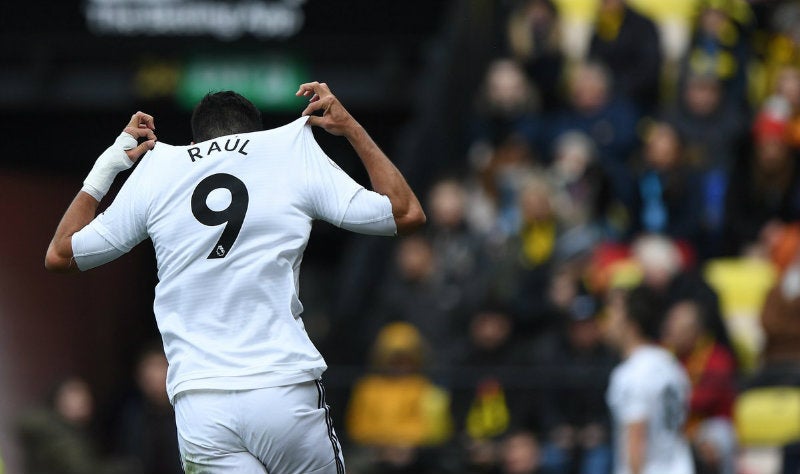 Jiménez celebra un gol contra el Watford